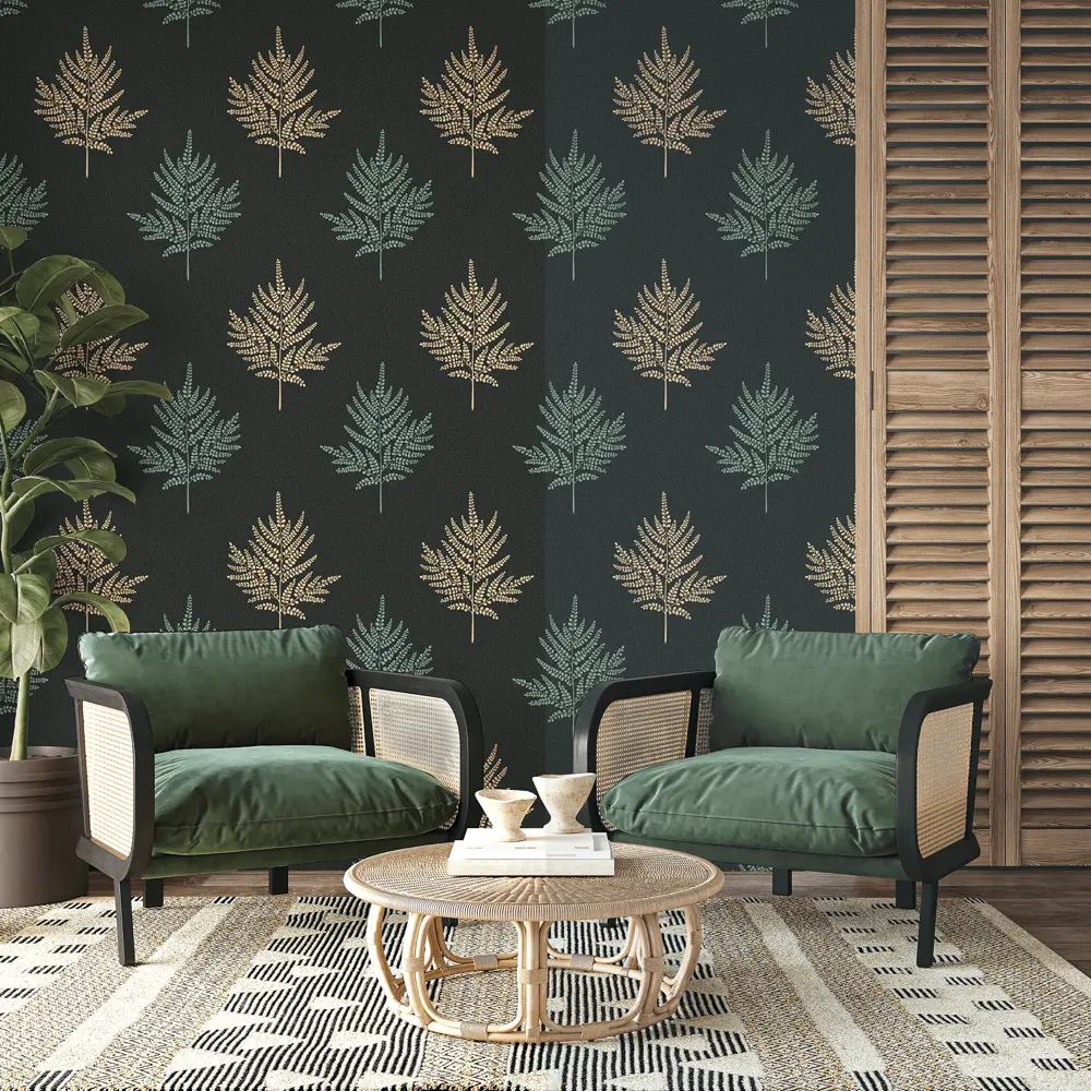 Обои флизелиновые Wallsecret Tessa черные с растительным орнаментом 89426895 STLM-1574418 - Вид №5