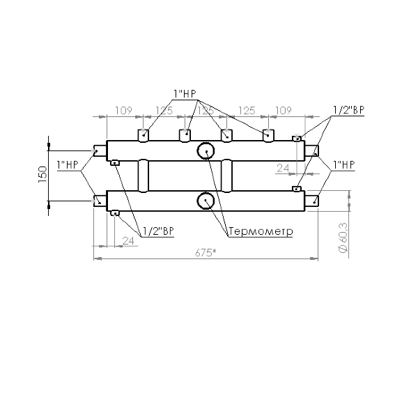 Купить Распределительный коллектор 60 кВт, 2+1 контур Прокситерм GK2521 - Вид №4