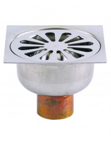 460200 000 00  Сливной трап для душевой кабины, решетка D 90 мм с клипсой, выход горизонтальный, латунь и нержавеющая сталь Valentin Хром  - Вид №1