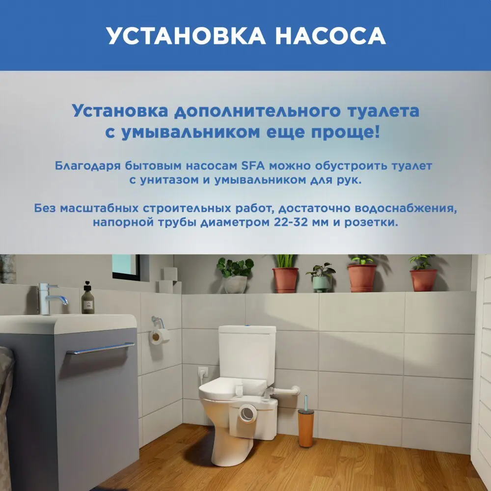 SFA Sanitop - насос-измельчитель для раковины и унитаза с системой бесшумной работы 11397242 STLM-0001221 - Вид №11
