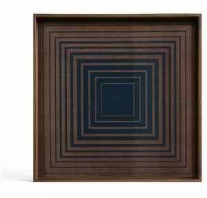 Ethnicraft Квадратный поднос из дерева и стекла Linear flow 20919