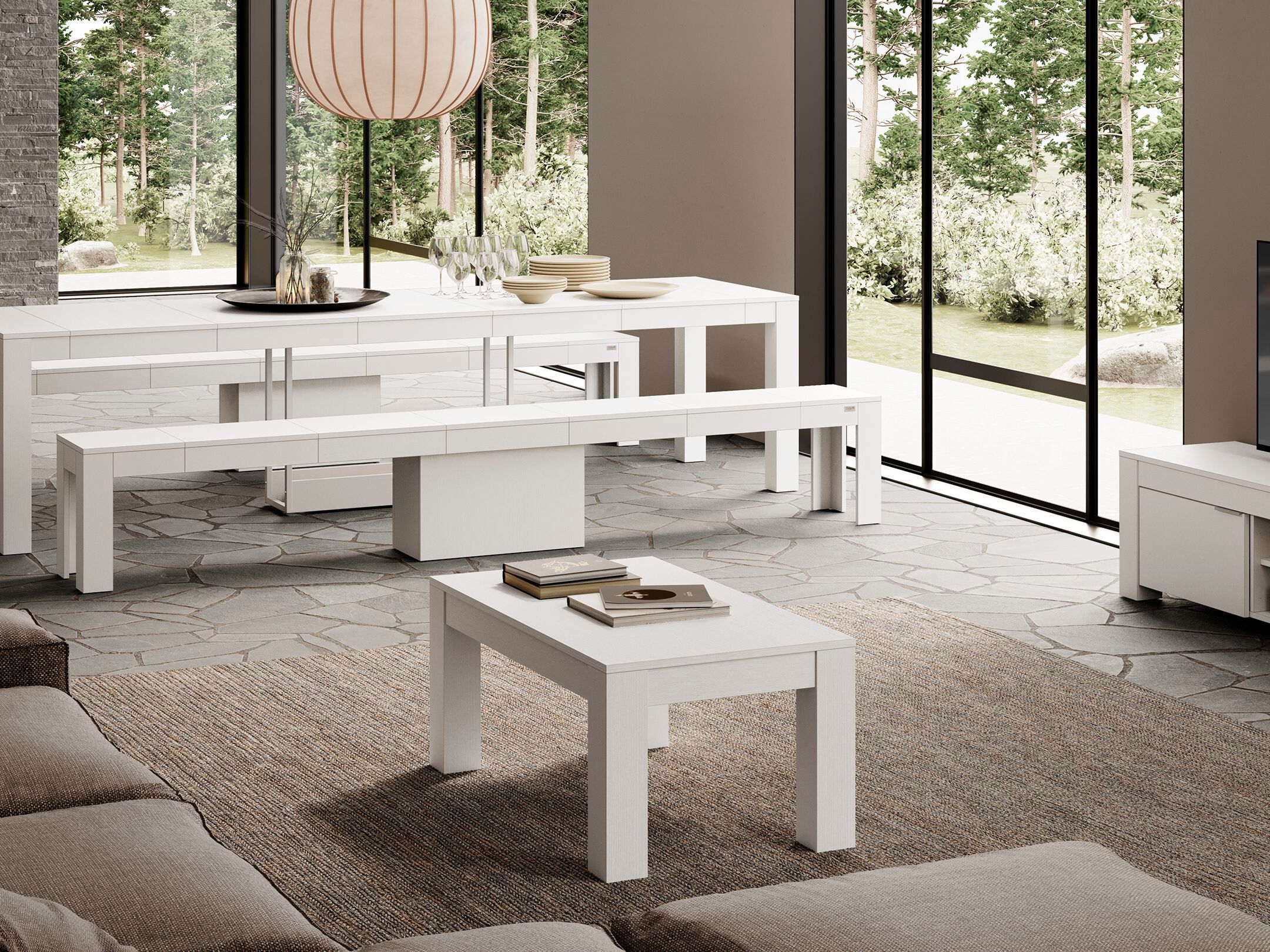 Прямоугольный журнальный столик из белого ясеня для гостиной Mobili Fiver Rachele ARCH-00071666 - Вид №4