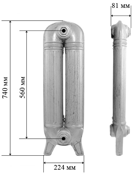 Чугунный радиатор RETROstyle Preston 560 13 секций 7076 - Вид №2
