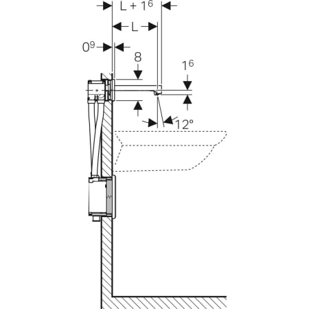 116.274.21.1 Смеситель для раковины Geberit Brenta, настенный монтаж, питание от батарей, с функциональным блоком для скрытого монтажа Geberit  - Вид №2