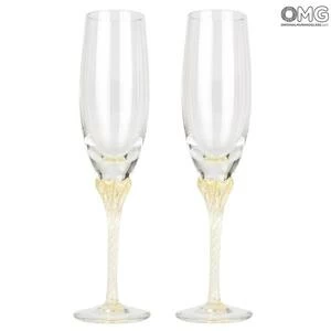 4289 ORIGINALMURANOGLASS Набор из 2 бокалов-флюте для шампанского - муранское стекло OMG 7 см