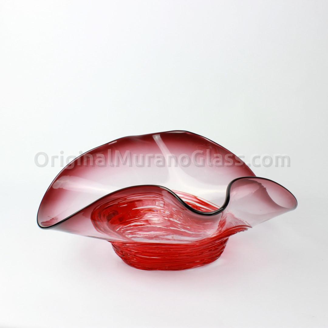 498 ORIGINALMURANOGLASS Декоративная чаша Сомбреро красно-фиолетовая - муранское стекло OMG 40 см  - Вид №1