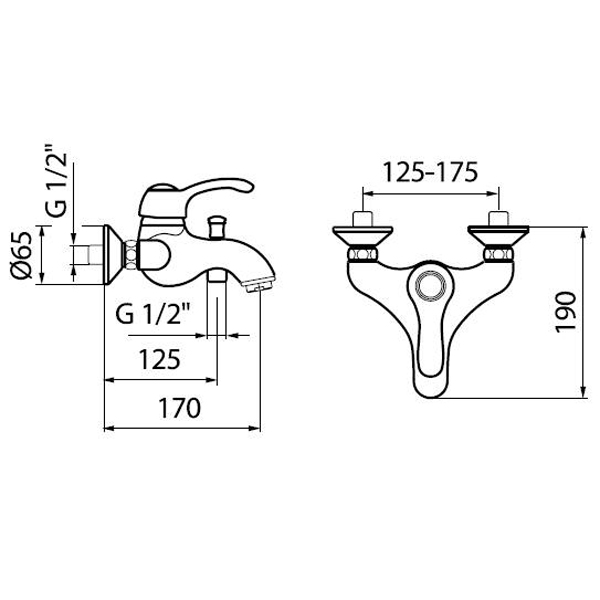 AU850102015 Смеситель для ванны Webert Aurora - Вид №1