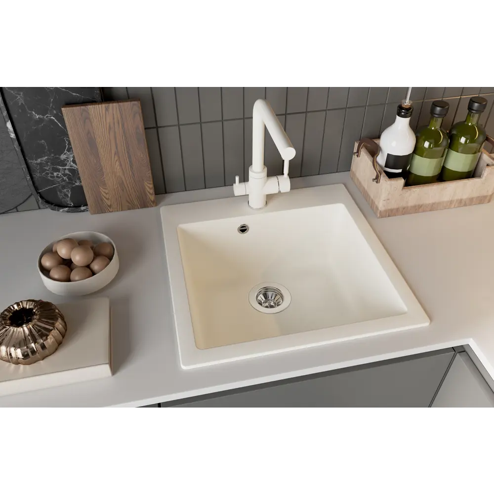 Кухонная мойка DELINIA Quartz 51×51 см с шумопоглощением 87795684 STLM-0075725 - Вид №6
