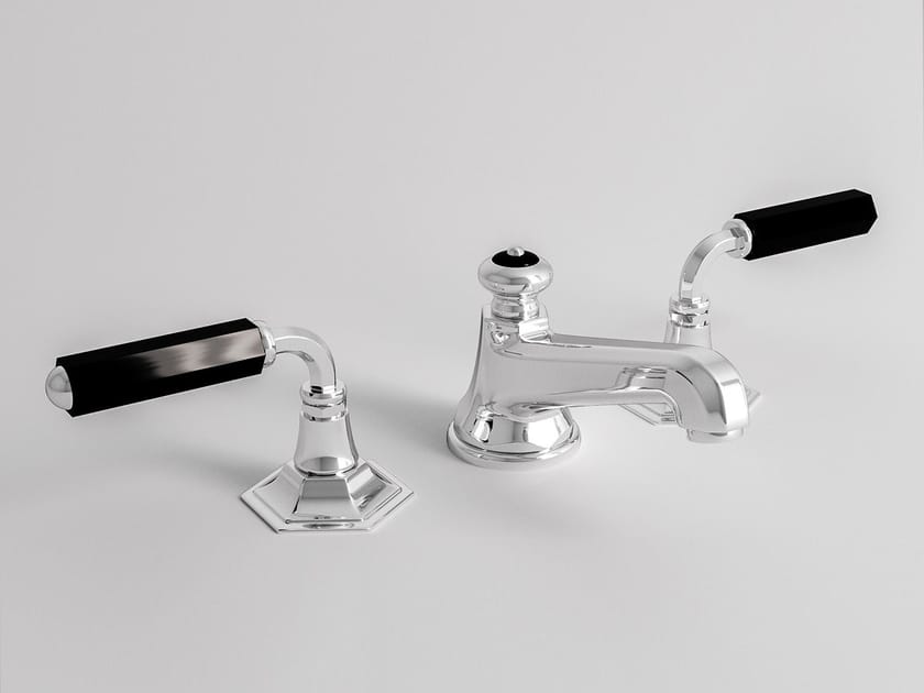 Смеситель для раковины с 3 отверстиями для пола с автоматическим сливом Park Avenue Dark Black ARCH-00049184