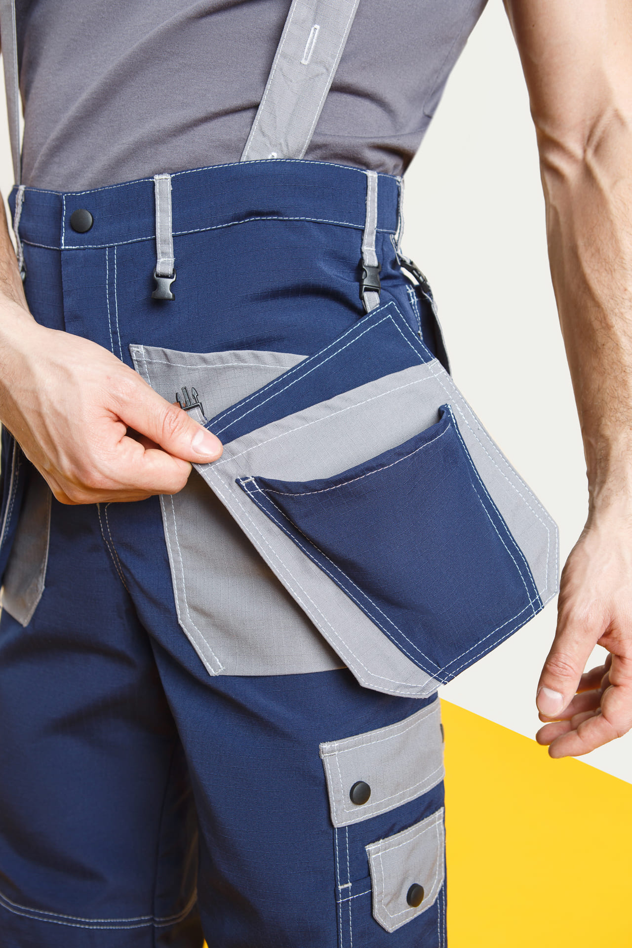 68840 Костюм "Прогресс" темно-синий с серым  Летняя спецодежда  размер 60-62/182-188  - Вид №16