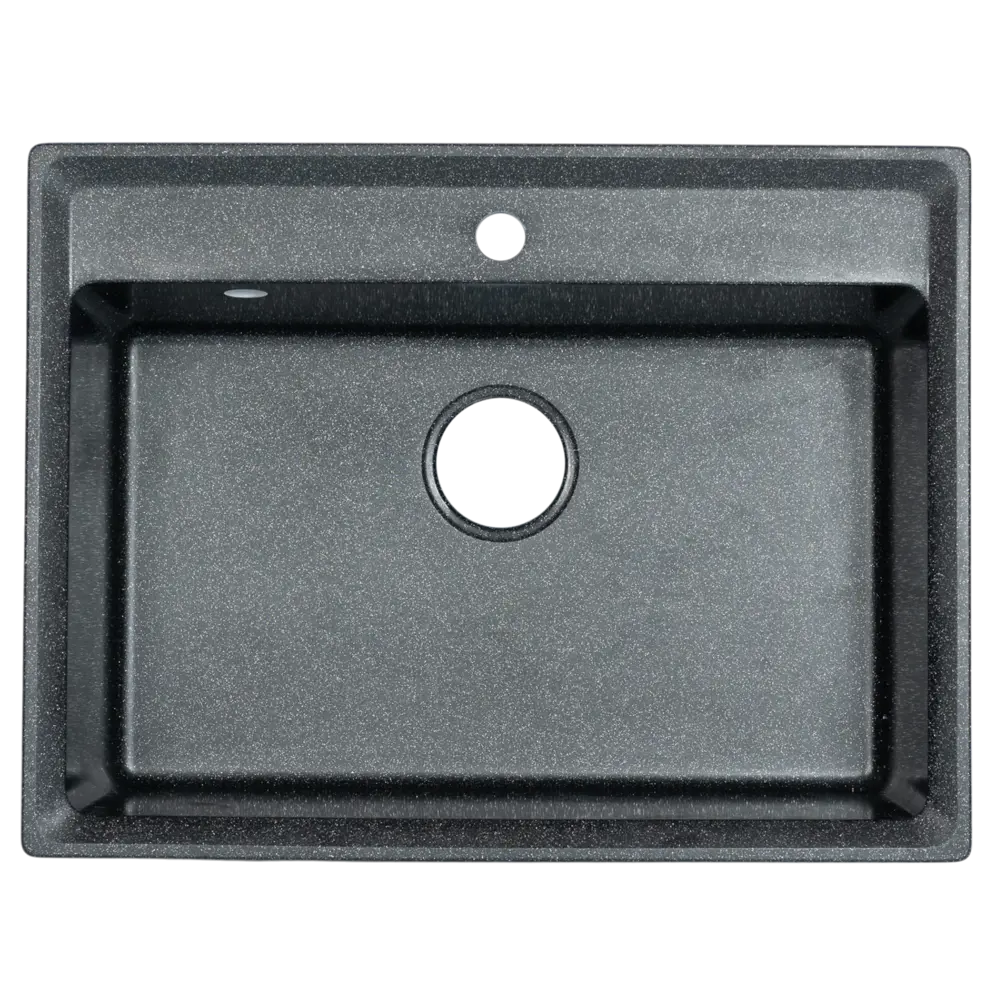 Granfest Level - врезная кухонная мойка из мраморной крошки черного цвета 89404388 STLM-1571400 - Вид №1