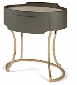 Bellotti Ezio Прикроватный столик из черного дерева с латунным основанием и мраморной столешницей Hotel de ville 2016-85