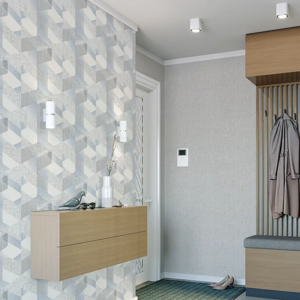 Флизелиновые обои Palitra Family Modulis с рельефной текстурой, серые 83533982 STLM-1411829 - Вид №3