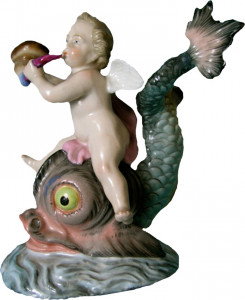 101420 Meissen Фигурка 13,5см "Купидон на дельфине" (И.-И.Кендлер, И.Ф.Эберлайн, 1740 г.) Фарфор