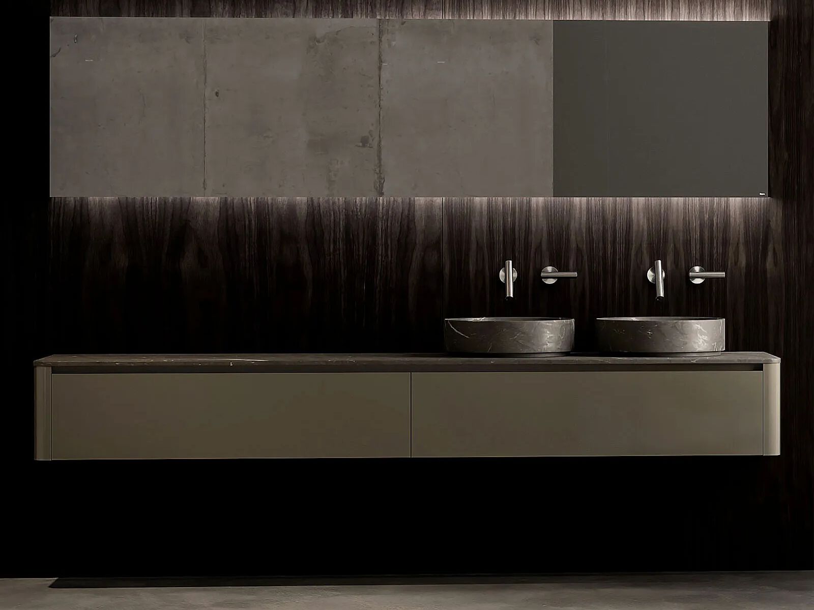 Серый камень мраморный подвесной умывальник с ящиками Falper ViaVeneto Classica ARCH-00014348