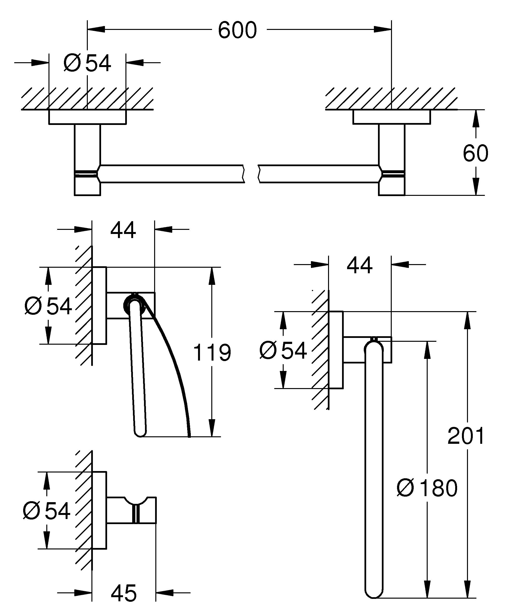 Набор аксессуаров GROHE Essentials (4 предмета), суперсталь (40776DC1) - Вид №1