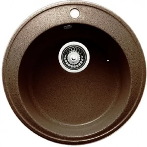 91890589 Мойка для кухни врезная Granicom G-009 47x47 см круглая глубина чаши 19.5 см круглая искусственный камень цвет шоколад STLM-1514474