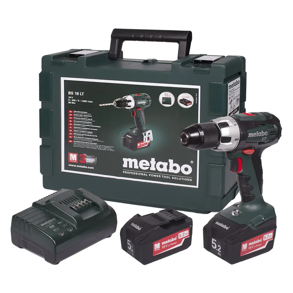Шуруповерт Metabo BS 18 LT, Li-ion 18 В, 5,2 Ач STLM-2088863 - Вид №3