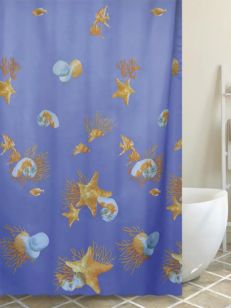 90031162 Шторка для ванной комнаты Bath Plus Sea music 21242-3, 180x180 см STLM-0090644