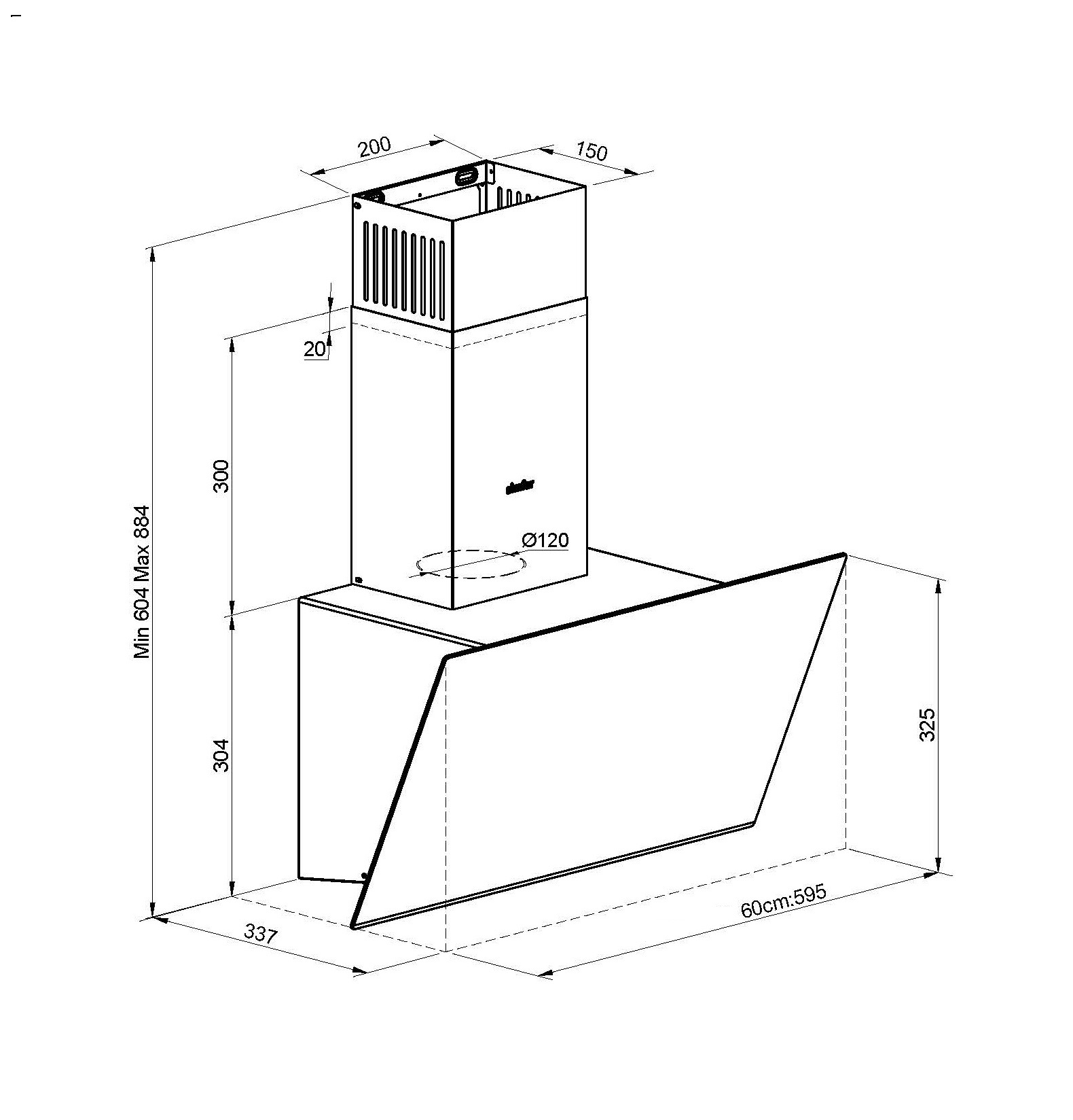 9052235 Вытяжка наклонная Simfer 8655SM черный STDN-0052180 - Вид №4