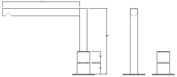 Water Evolution Смеситель для раковины на 2 отверстия из нержавеющей стали Lapa sun-id-1483286 - Вид №1