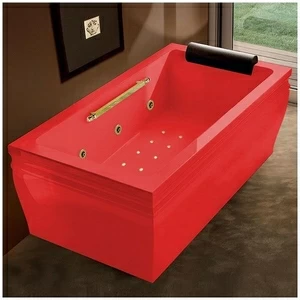 Ванна с гидро и аэроомассажем красная с золотом Gruppo Treesse Blanque 1810 DXATCV161QKZ