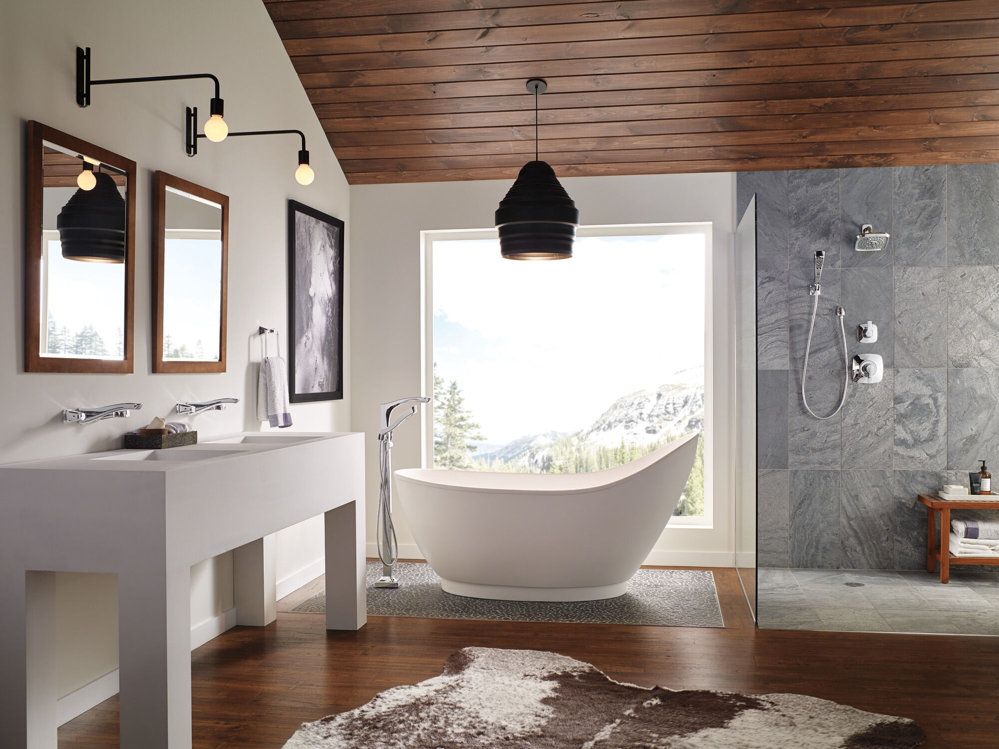 55552-PN H2Okinetic® Ручной душ с 4 настройками для настенного монтажа Delta Faucet Universal Showering Полированный никель  - Вид №5