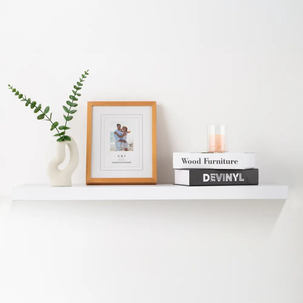 Настенная полка KONSENSA 80x23.5 см со скрытым креплением МДФ цвет белый STLM-2154272 - Вид №6