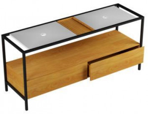 STA 180 01 Мебель для подвешивания и подставки azzurra ceramica Основание из окрашенного металла в комплекте с 2-мя индивидуальными полками с центральным отверстием, деревянной крышкой для предметов и шкафом с 2 ящиками со встроенным держателем для полоте