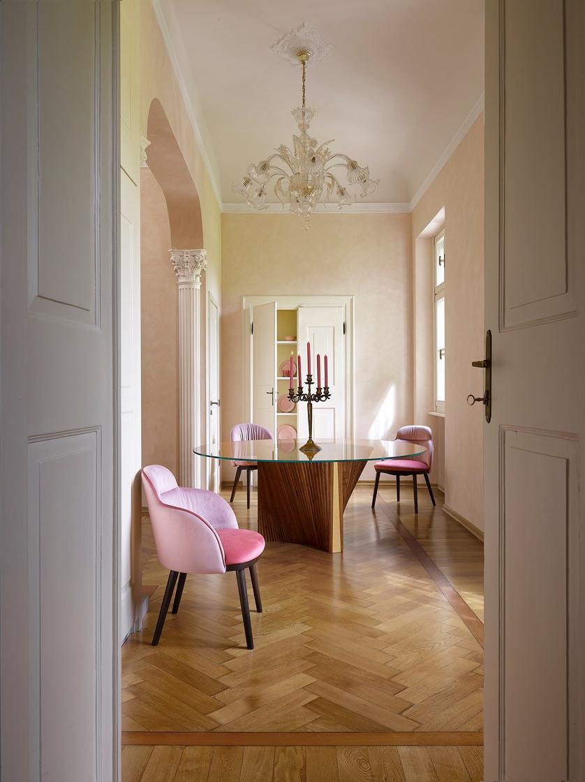 Natisa Круглый стеклянный стол и основание из ясеня Wave sun-id-1516241 - Вид №2