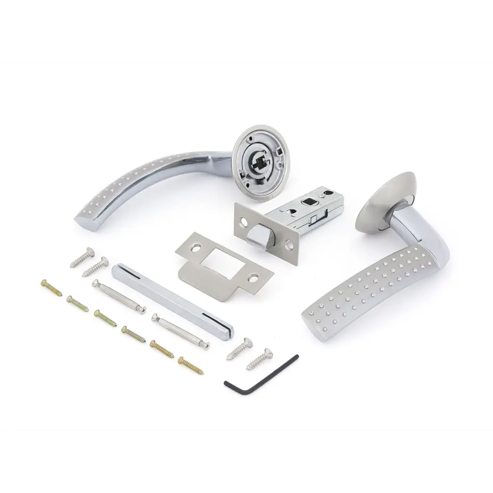 Дверные ручки Фабрика Замков 04L 100, без запирания, цвет матовый никель/хром STLM-2010843 - Вид №1