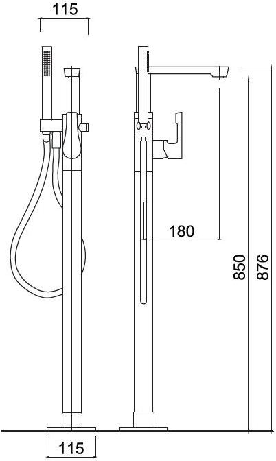 Rubinetteria Giulini Смеситель для ванны напольный с ручным душем Ego F5792 - Вид №1