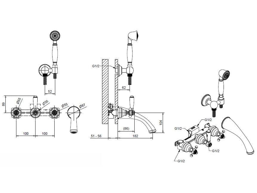 Набор для ванной из хромированной латуни Bugnatese Lady ARCH-00031565 - Вид №2