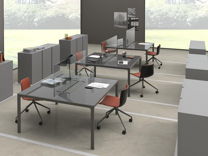 DOMUSOMNIA Опора для стеклянной перегородки с лотком для сбора кабеля Easyrack office sun-id-1509240 - Вид №6