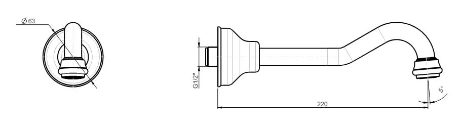 Настенный дозирующий носик для умывальника Rubinetterie Frattini Dedra ARCH-00094859 - Вид №3
