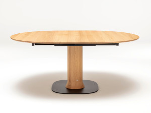 Раздвижной круглый стол из стали и дерева