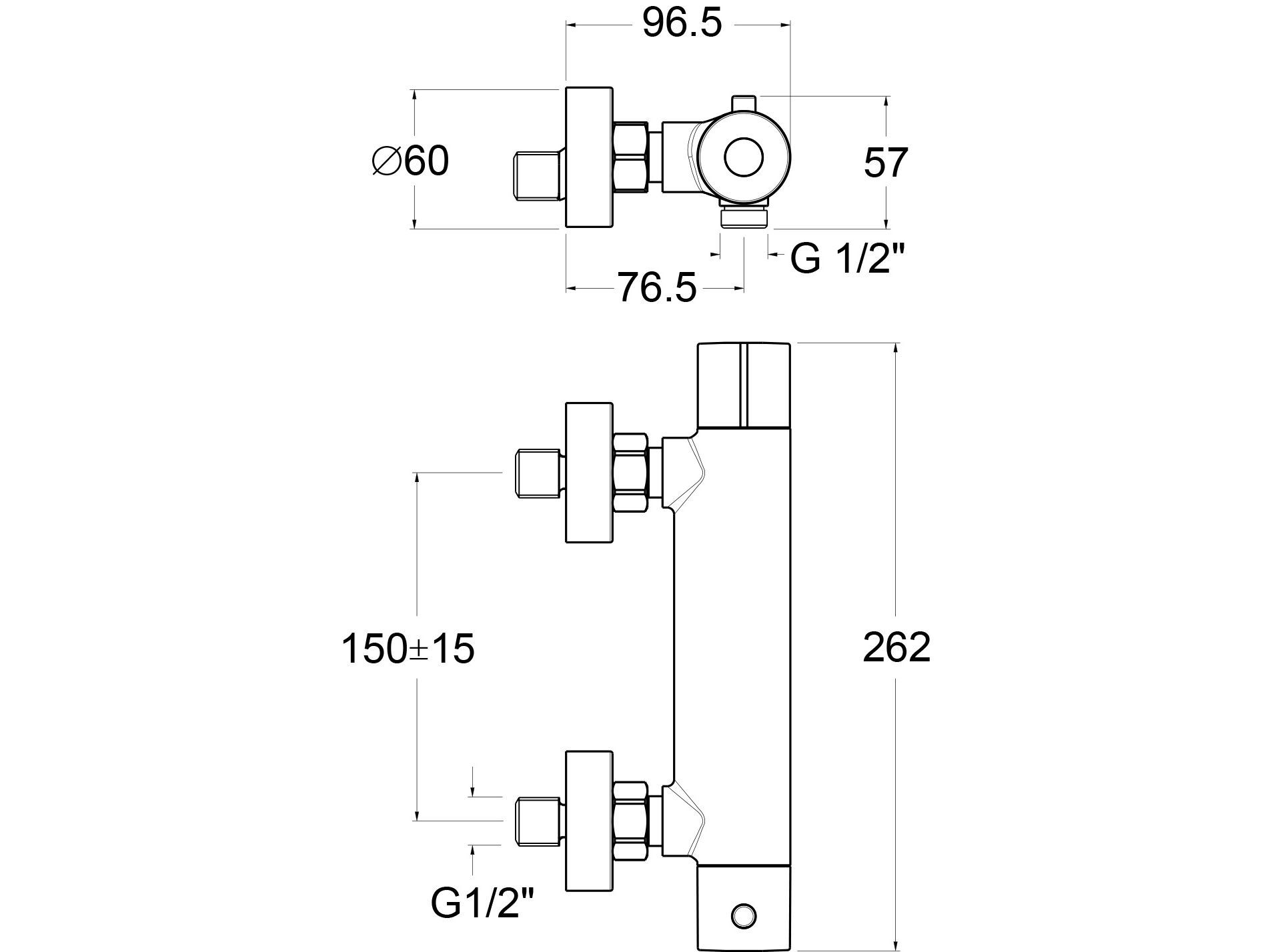 Внешний 2 отверстия термостатический смеситель для душа GUGLIELMI RUBINETTERIE DT40470 ARCH-00078712 - Вид №2