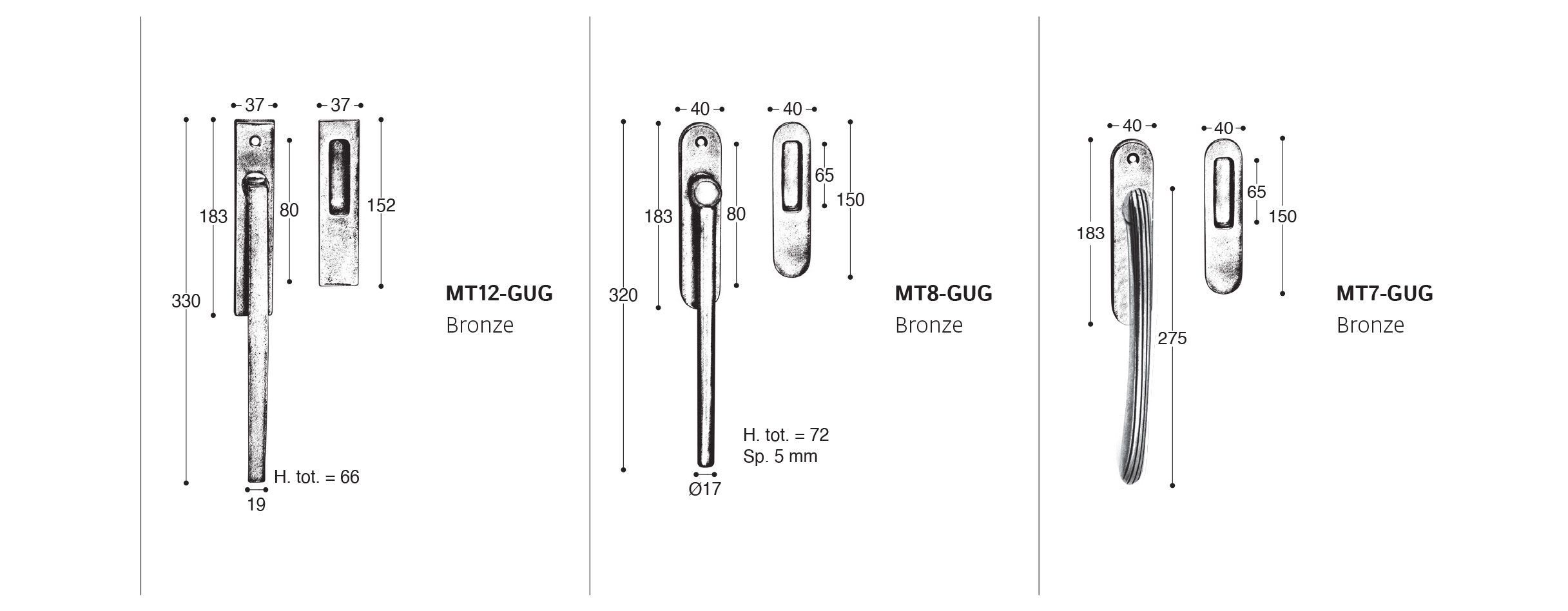 Бронзовая ручка для раздвижных подъемников GIARA ART DESIGN-BRONZE Quadra ARCH-00147136 - Вид №1
