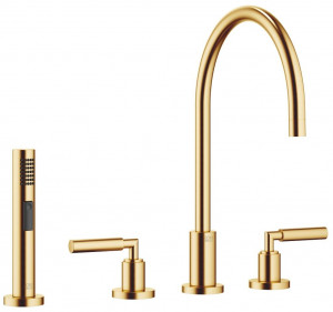 20815882-28_1_27721970-28_1 Смеситель на три отверстия с душевым гарнитуром для ополаскивания - латунь сатинированная Dornbracht Tara.