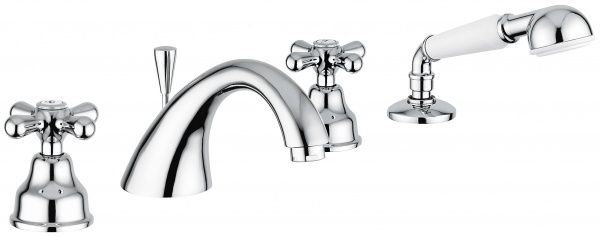 12120CR Смеситель Deco Classic с ручным душем на борт ванны, 4 отверстия, цвет хром EMMEVI Decò classic