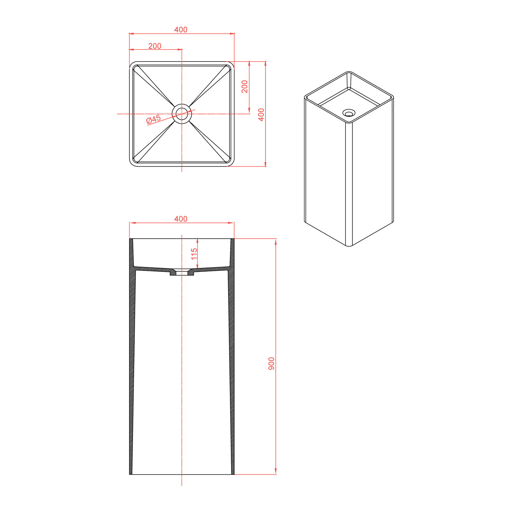 13011 Раковина Torre 400 LAB.Space  - Вид №15