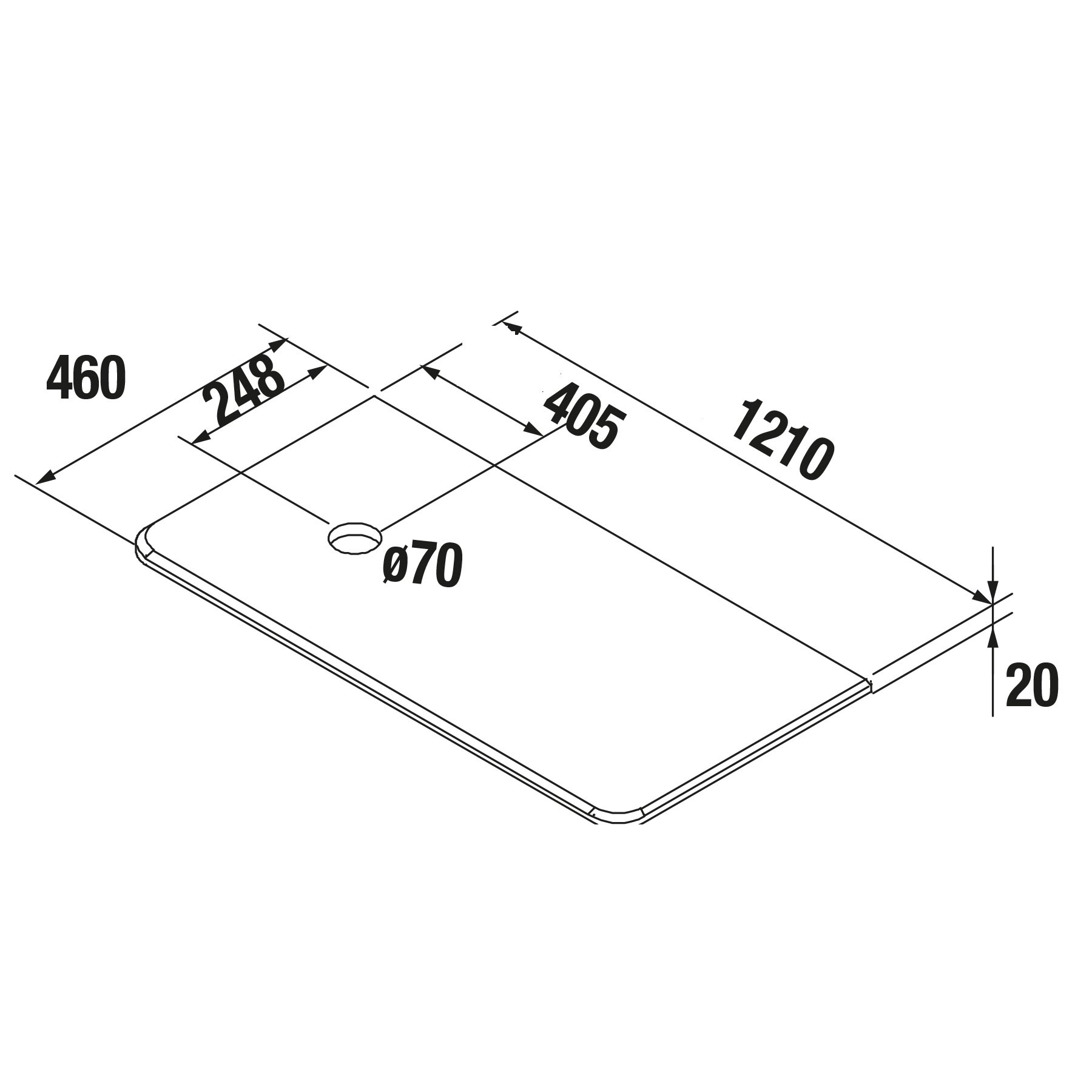 83944 SALGAR Столешница UNIIQ 1200 правая POLAR GREY для верхней раковины 1210 x 22 x 460 мм  - Вид №2