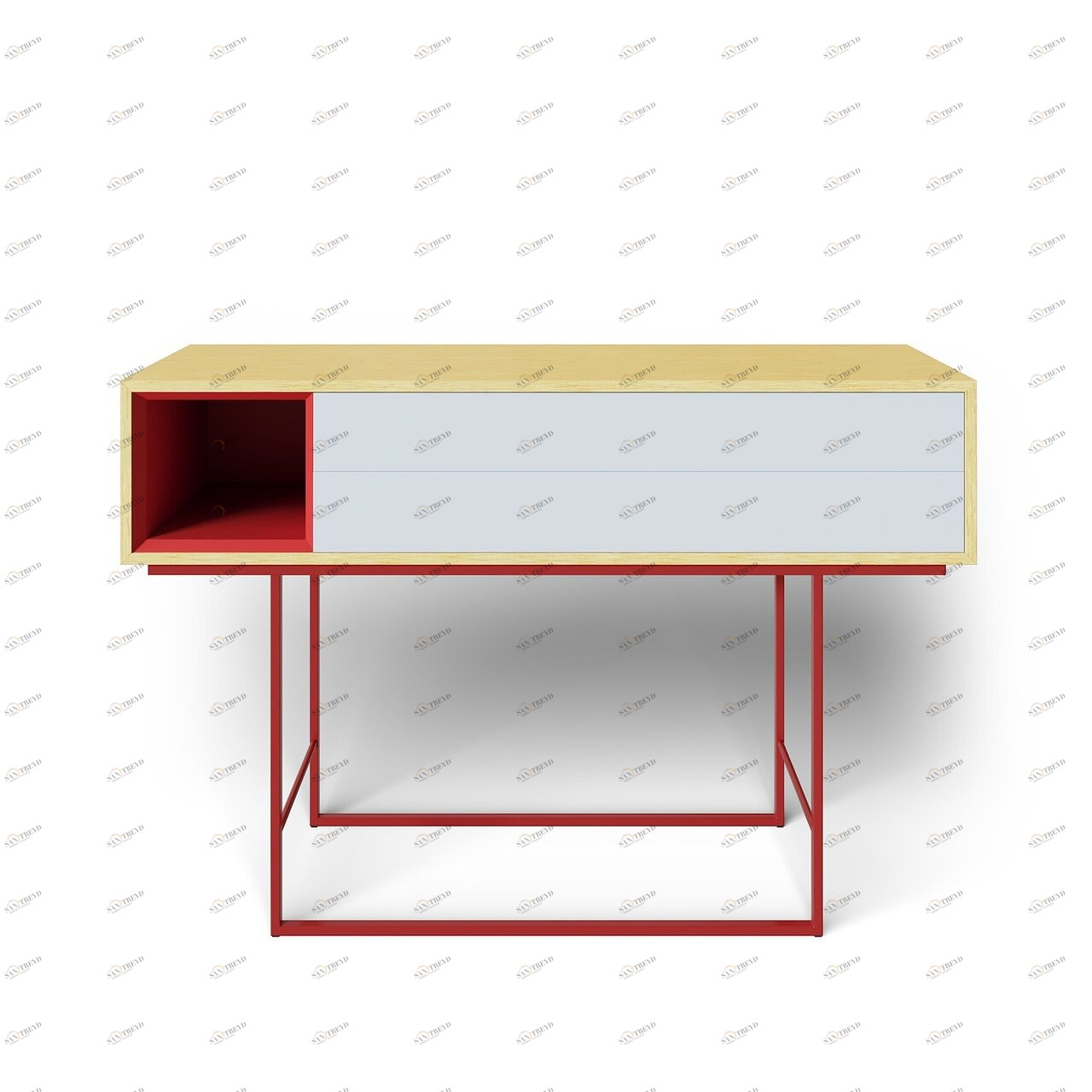 Консоль с ящиками на металлических ножках бело-красная Quadro new BRAGIN DESIGN  256544 Бежевый;красный 