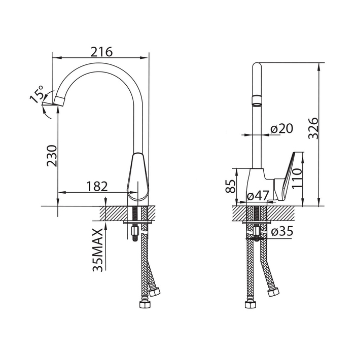 HUDSB00M05 Milardo Hudson Смеситель для кухни Hudson Россия - Вид №5
