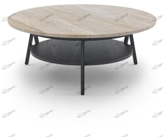 arflex Низкий круглый мраморный журнальный столик с журнальной полкой Cradle sun-id-1501038