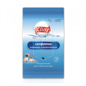 ПР0056258 Салфетки для собак и кошек влажные гигиенические 10шт Cliny