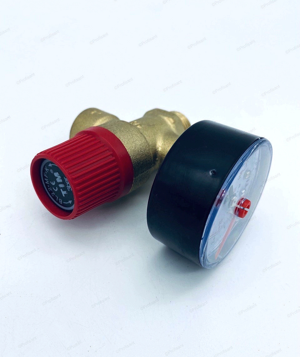 90961666 Клапан-предохранитель мембранный 1/2" 3 бар с манометром BL4802-3 STLM-0428809 TIM
