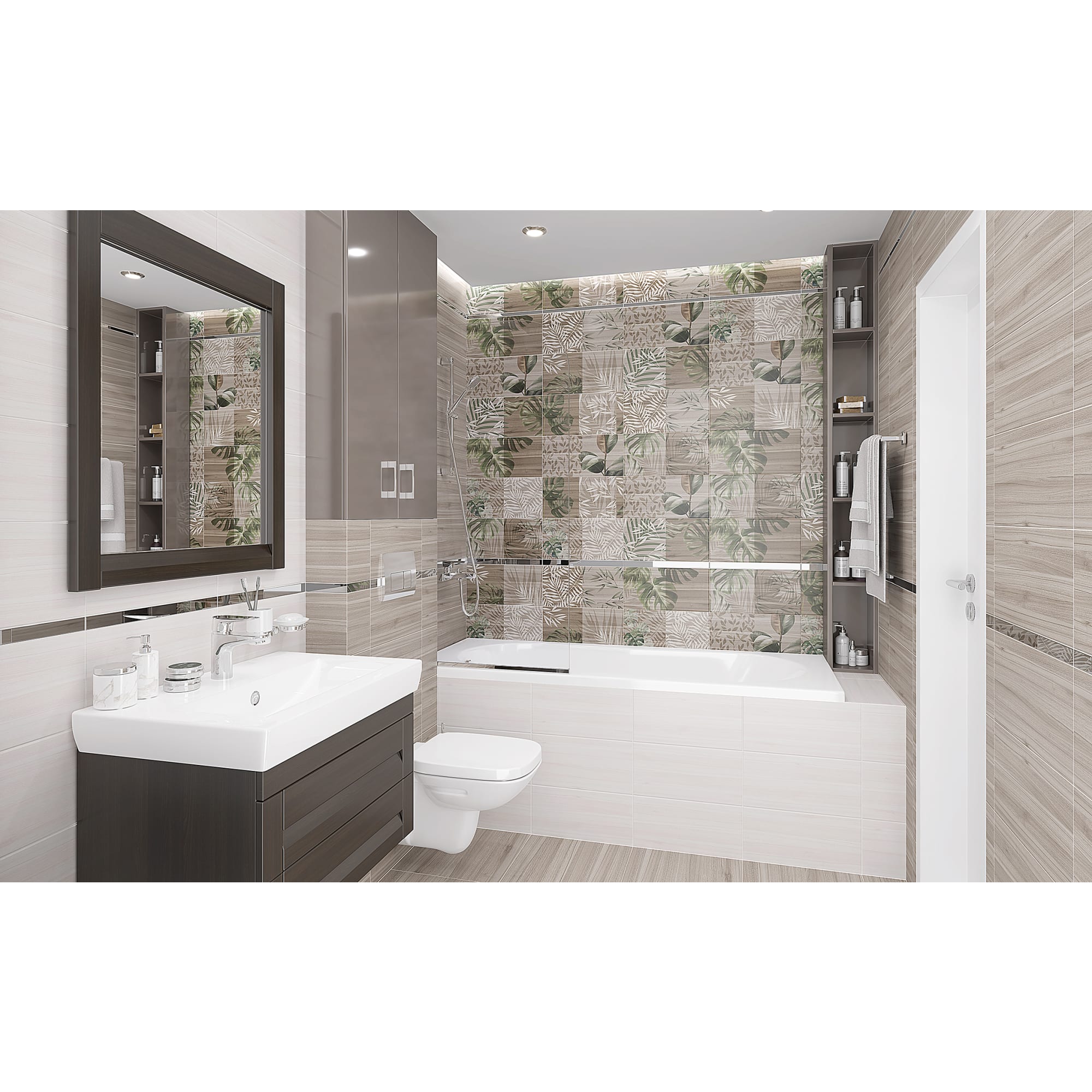 82794813 Плитка настенная с узором 20х40 см 1.2 м² цвет серый Organic Santreyd - Вид №4