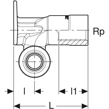 602.265.00.1 Водорозетка Geberit 90° эксцентрическая, с наружной резьбой MF 1/2" Geberit  - Вид №2