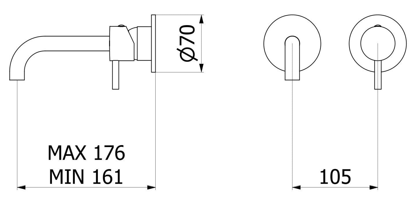 Настенный однорычажный смеситель для раковины с автоматическим сливом IB цвет ARCH-00121637 - Вид №3